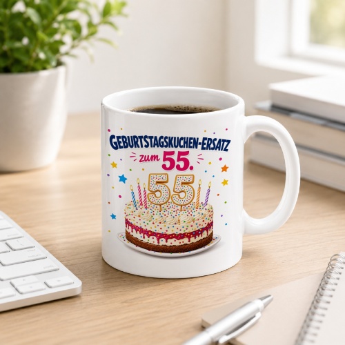 Tasse »Geburtstagskuchen-Ersatz zum 55.«