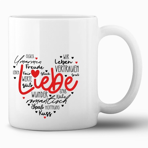Tasse »Liebe Herz Wortwolke«