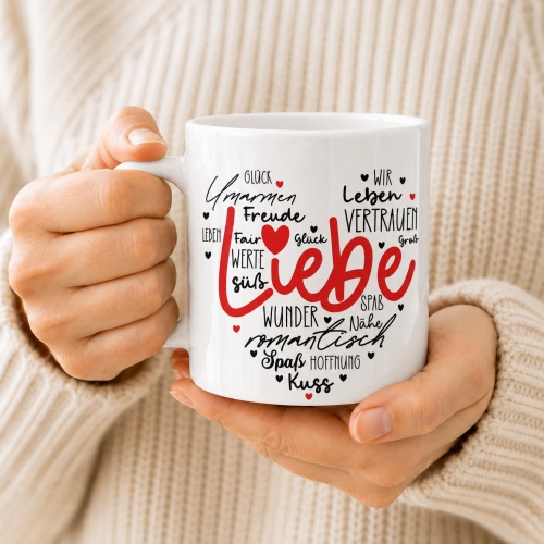 Tasse »Liebe Herz Wortwolke«
