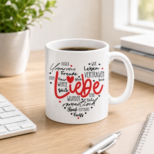 Tasse »Liebe Herz Wortwolke«