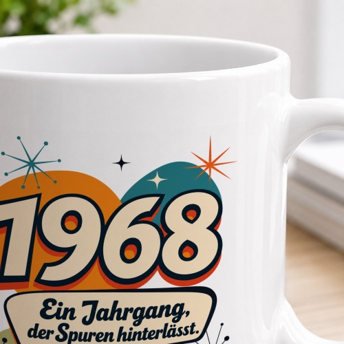 Tasse »1968 Ein Jahrgang, der Spuren hinterlässt.«