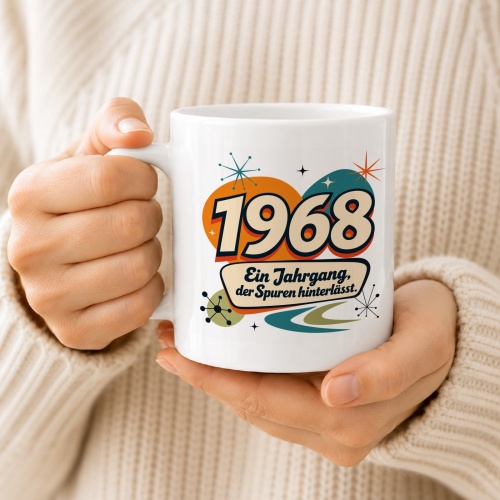 Tasse »1968 Ein Jahrgang, der Spuren hinterlässt.«