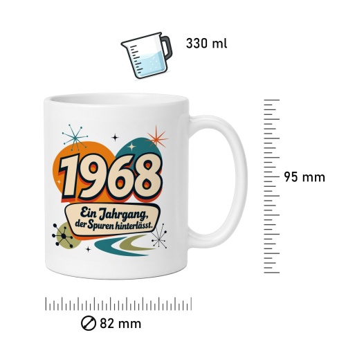 Tasse »1968 Ein Jahrgang, der Spuren hinterlässt.«