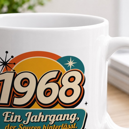 Tasse »1968 – Ein Jahrgang, der Spuren hinterlässt.«