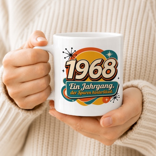 Tasse »1968 – Ein Jahrgang, der Spuren hinterlässt.«