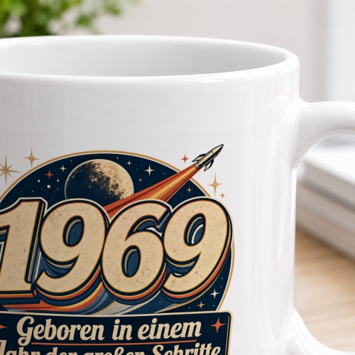 Tasse »1969 – Geboren in einem Jahr der großen Schritte.«