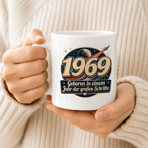 Tasse »1969 – Geboren in einem Jahr der großen Schritte.«