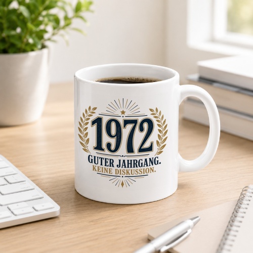 Tasse »1972 Guter Jahrgang. Keine Diskussion.«