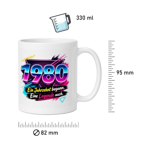 Tasse »1980 Ein Jahrzehnt begann. Eine Legende auch.«