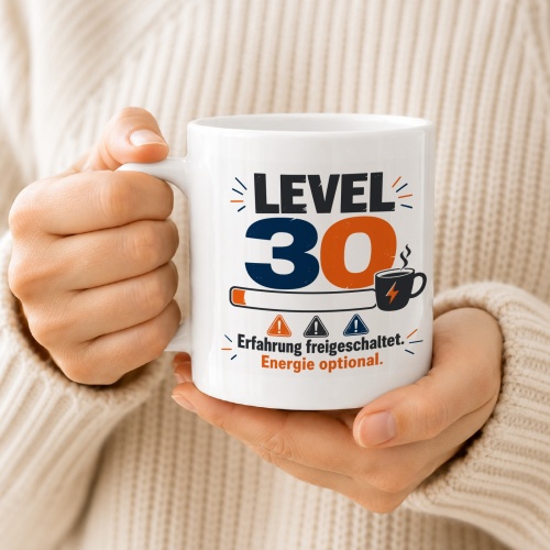Tasse »Level 30 Erfahrung freigeschaltet. Energie optional.«