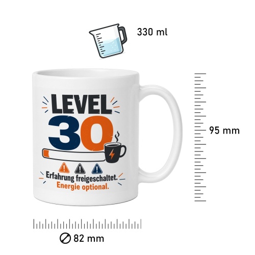 Tasse »Level 30 Erfahrung freigeschaltet. Energie optional.«