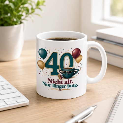Tasse »40 Nicht alt. Nur länger jung.«