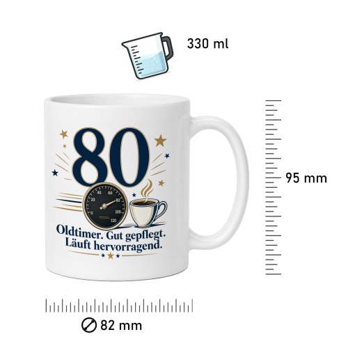 Tasse »Oldtimer. Gut gepflegt. Läuft hervorragend.«