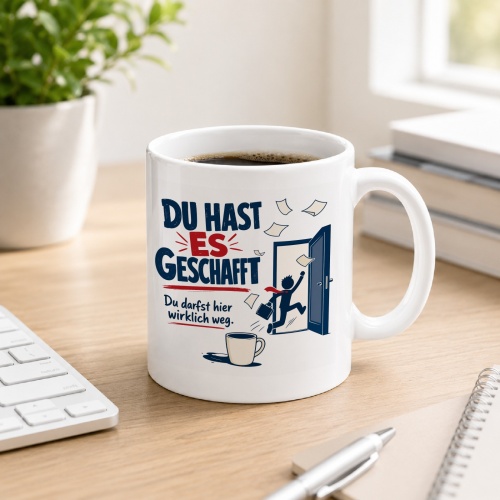 Tasse »Du hast es geschafft Du darfst hier wirklich...