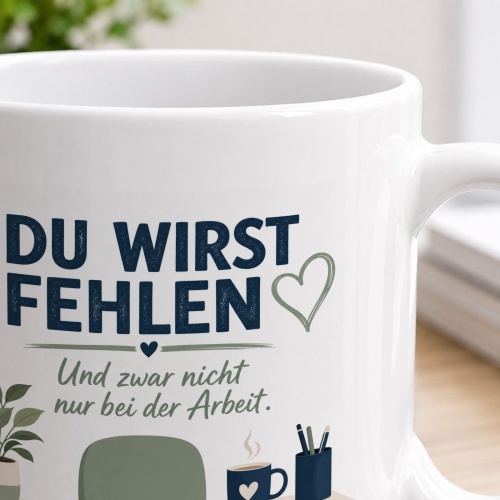 Tasse »Du wirst fehlen. Und zwar nicht nur bei der Arbeit.«