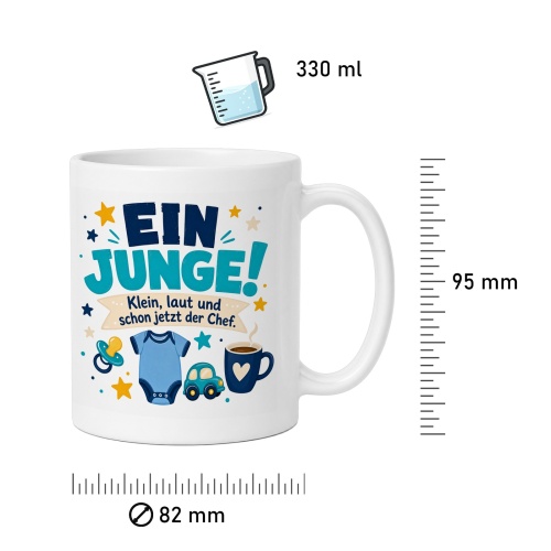 Tasse »Ein Junge! Klein, laut und schon jetzt der Chef.«