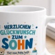 Tasse »Herzlichen Glückwunsch zum Sohn«