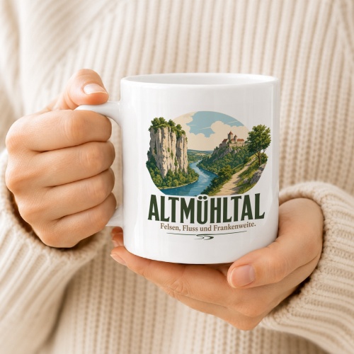 Tasse »Altmühltal Felsen, Fluss und Frankenweite.«