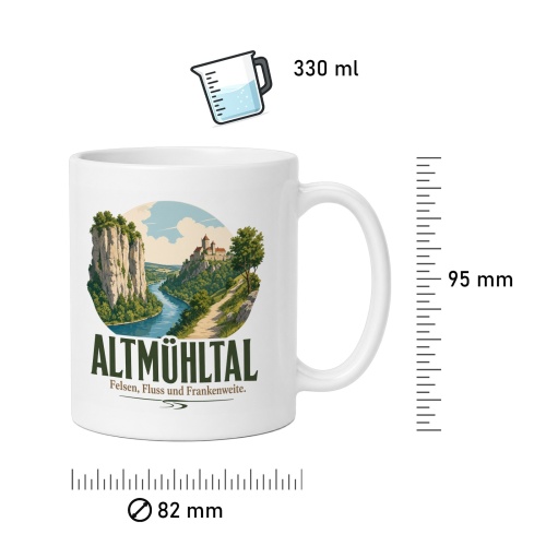 Tasse »Altmühltal Felsen, Fluss und Frankenweite.«