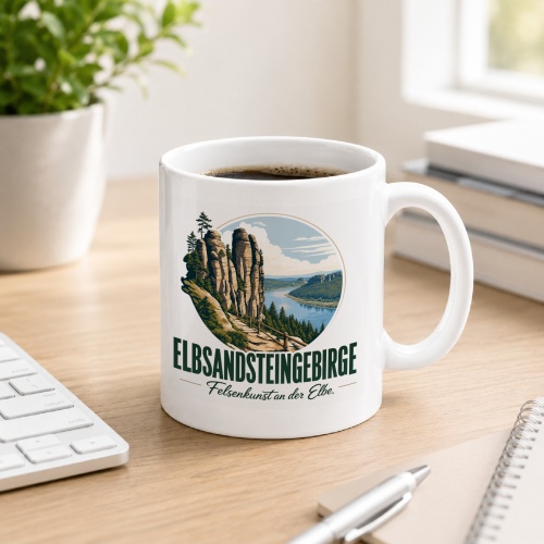 Tasse »Elbsandsteingebirge Felsenkunst an der Elbe.«