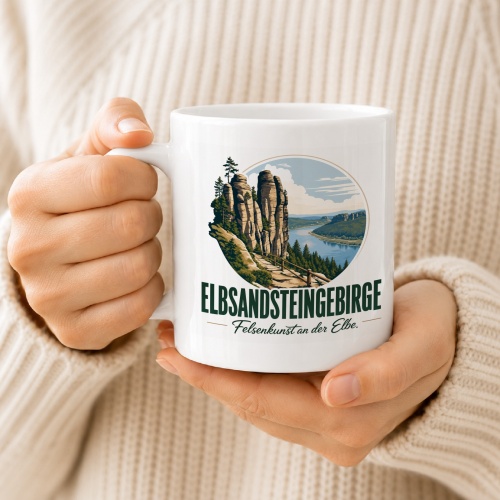 Tasse »Elbsandsteingebirge Felsenkunst an der Elbe.«