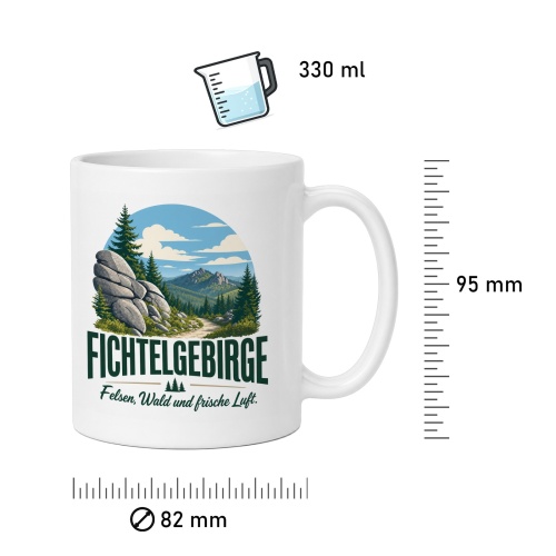 Tasse »Fichtelgebirge – Felsen, Wald und frische Luft.«