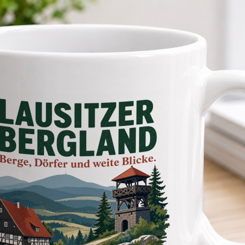Tasse »Lausitzer Bergland – Berge, Dörfer und weite Blicke.«