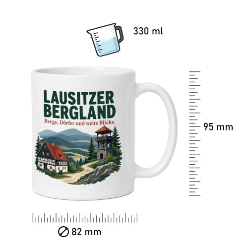 Tasse »Lausitzer Bergland – Berge, Dörfer und weite Blicke.«