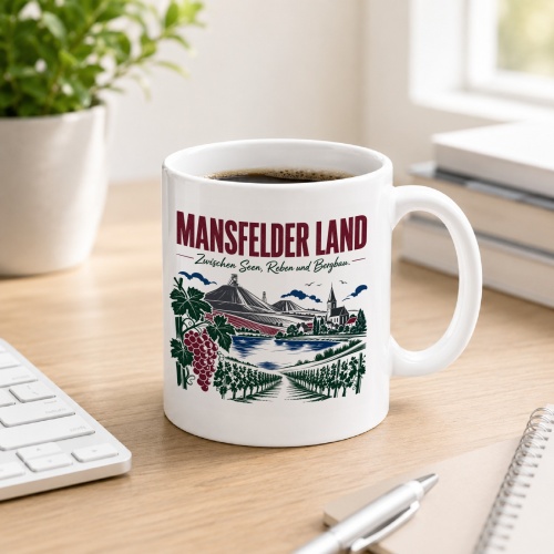 Tasse »Mansfelder Land – Zwischen Seen, Reben und Bergbau.«