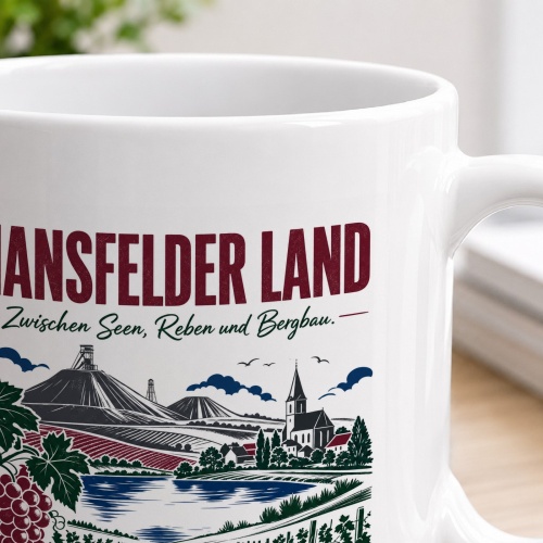 Tasse »Mansfelder Land – Zwischen Seen, Reben und Bergbau.«