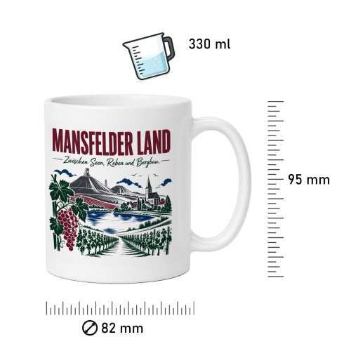 Tasse »Mansfelder Land – Zwischen Seen, Reben und Bergbau.«