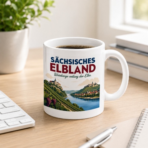 Tasse »Sächsisches Elbland – Weinberge entlang der Elbe«