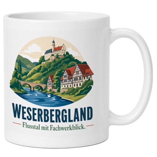 Tasse »Weserbergland Flusstal mit Fachwerkblick«