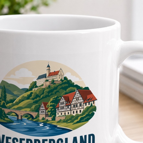 Tasse »Weserbergland Flusstal mit Fachwerkblick«
