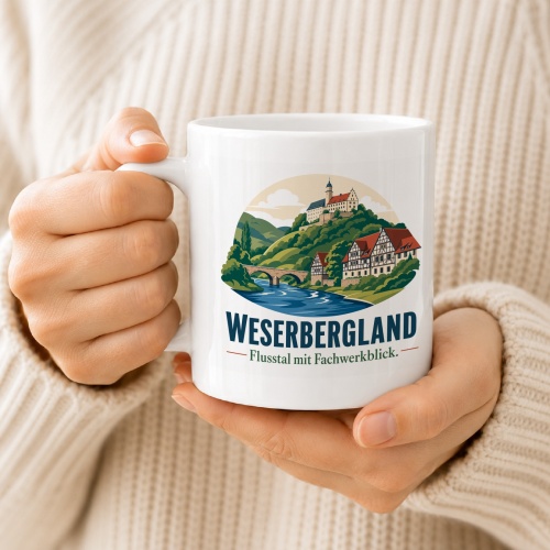 Tasse »Weserbergland Flusstal mit Fachwerkblick«