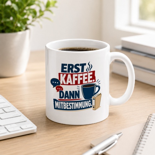 Tasse »Erst Kaffee. Dann Mitbestimmung.«