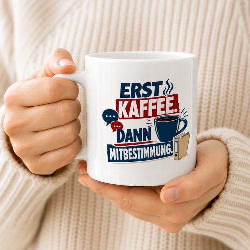Tasse »Erst Kaffee. Dann Mitbestimmung.«