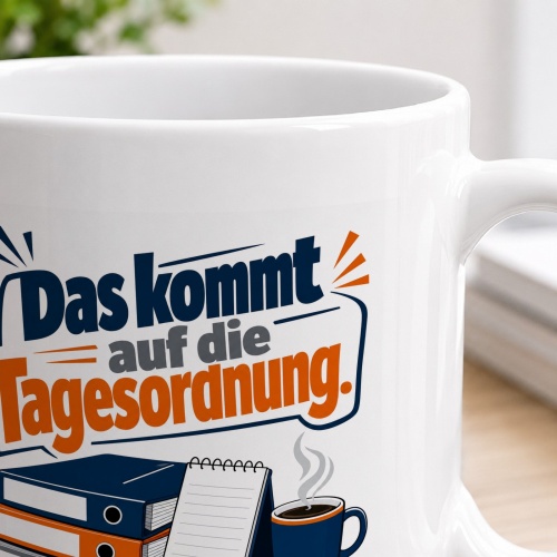 Tasse »Das kommt auf die Tagesordnung.«