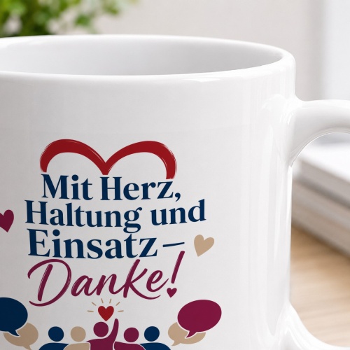 Tasse »Mit Herz, Haltung und Einsatz – Danke!«