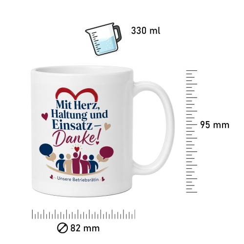 Tasse »Mit Herz, Haltung und Einsatz – Danke!«
