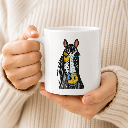 Tasse »Buntes Pferde-Illustration«
