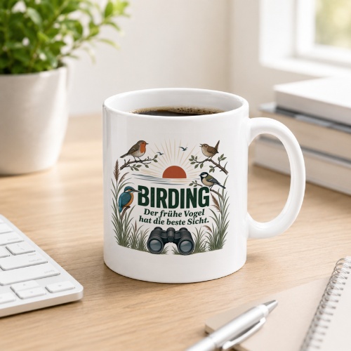 Tasse »Birding Der frühe Vogel hat die beste...