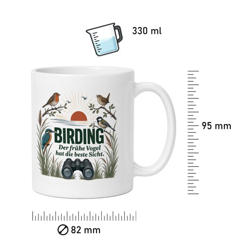 Tasse »Birding Der frühe Vogel hat die beste Sicht.«