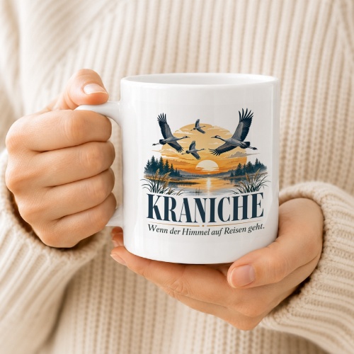 Tasse »Kraniche Wenn der Himmel auf Reisen geht.«