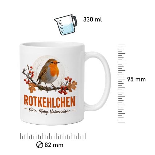 Tasse »Rotkehlchen Klein. Mutig. Unübersehbar.«
