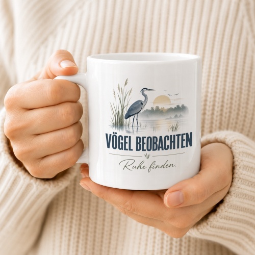 Tasse »Vögel beobachten. Ruhe finden.«