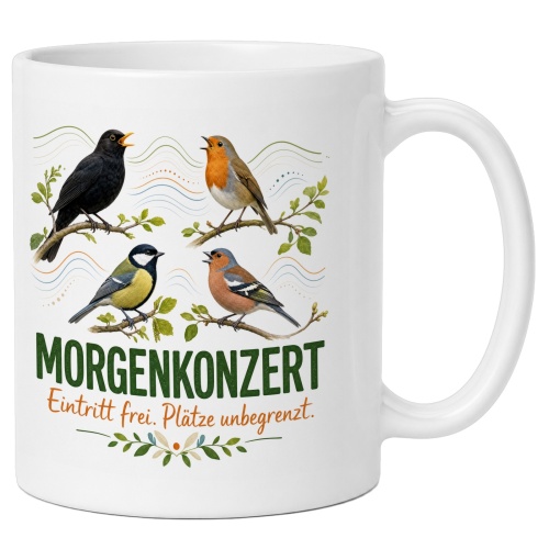 Tasse »Morgenkonzert Eintritt frei. Plätze...