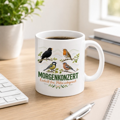 Tasse »Morgenkonzert Eintritt frei. Plätze...