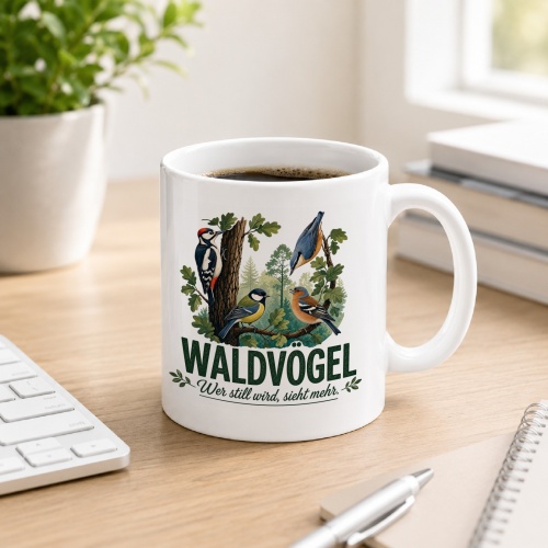 Tasse »Waldvögel – Wer still wird, sieht...