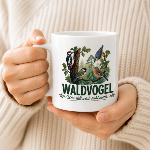 Tasse »Waldvögel – Wer still wird, sieht mehr.«